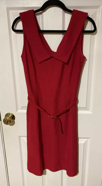 St. John Collection Womens Santana Knit Belted Dress Red Size:8