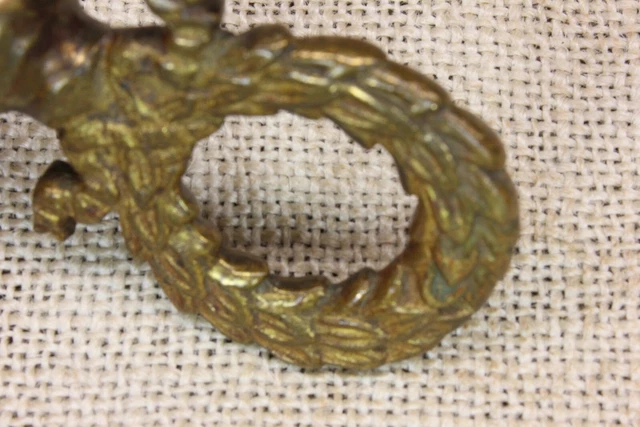 old Plant Hook Wreath Ring Ceiling Bird Cage Hanger rustic tarnished BRASS 8