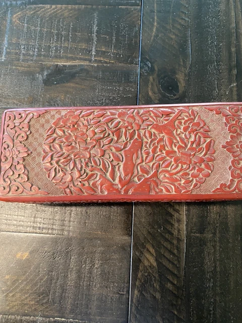antique Chinese Red Lacquer Cinnabar Divided Box