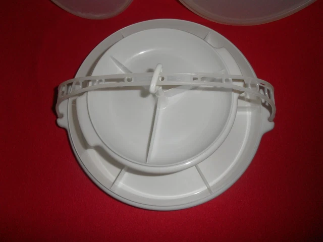 Tupperware Vintage Susan Plat à Partys – 6 Compartiments, avec Poignée et Couvercle ( 33 cm