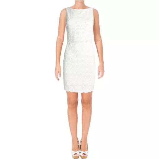 American Living Sleeveless Mesh Popover Dress Size 10, Ivory #2866