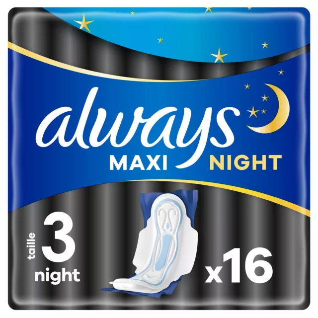 LOT DE 2 - ALWAYS - Maxi Night Taille 3 Serviettes Hygiéniques avec ailettes - p