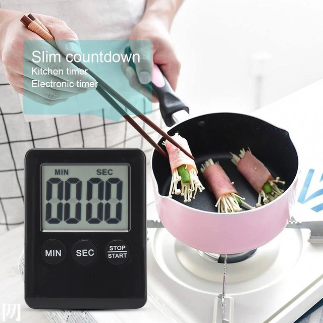 Fina Pantalla LCD Digital Cúltimo Cocina Cocina Cuenta Down Despertador (Negro)