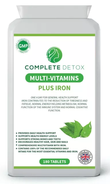 Multi-Vitamins With Iron 180 Tablets (6 Months Dose) Immune Support - One A Day