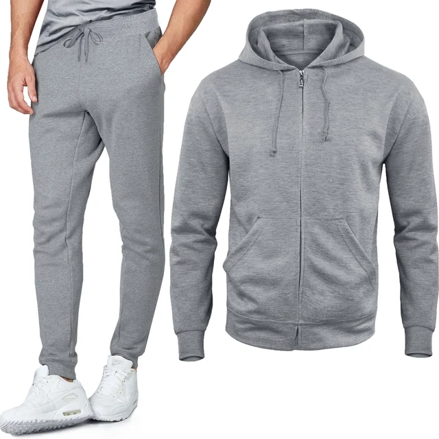 Tuta Basic Uomo Felpa con Cappuccio + Pantaloni Set Sportivo Primaverile 63373