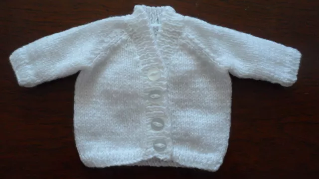 Hand knitted v neck  cardigan baby girl prem - 6-12months