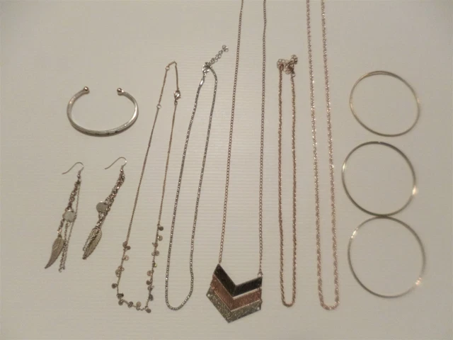 10 xJewellery - Rose Gold Silver - necklace bracelet earrings - bulk bundle lot