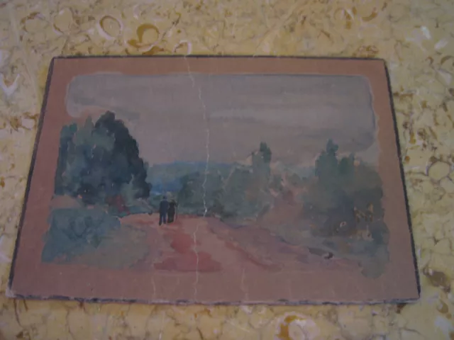 Vintage Antique Early 20th Century E Un Trego Signed Watercolor Landscape