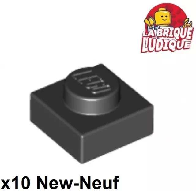 Lego 10x Plate plaque 1x1 noir/black 3024 NEUF