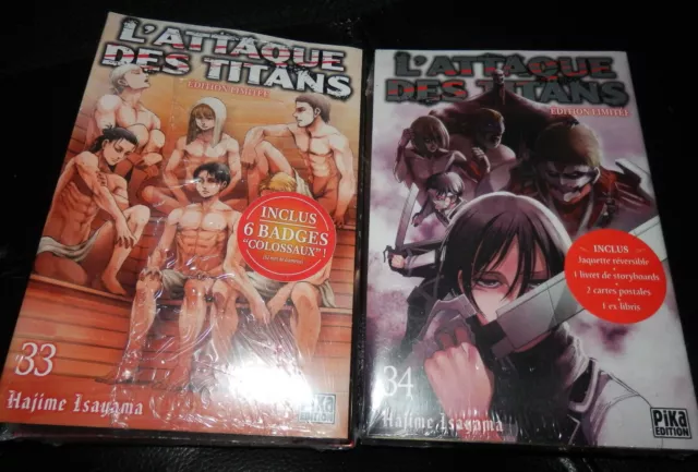 Lot L'ATTAQUE DES TITANS Tome 33 et 34 - Edition Collector Limitée - Manga NEUF