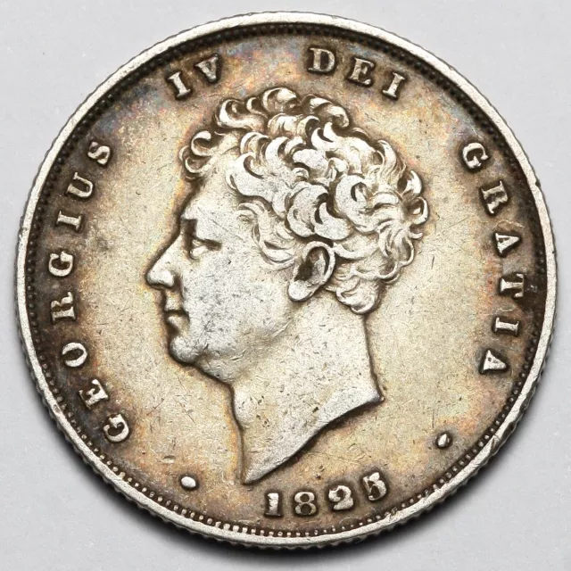 1825 King George Iv Great Britain Third Reverse Silver Shilling Coin