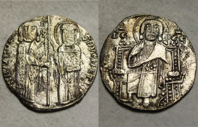 Rare Original Silver coin GROSSO Italiy Venice  Francesco Dandolo 1328 AD/Christ