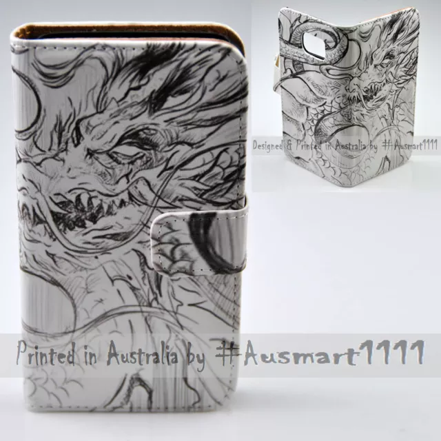 For Nokia Series - Dragon Stencil Print Theme Wallet Mobile Phone Case Cover