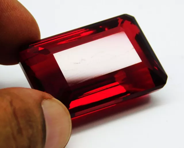 Natural Brazilian 77 Ct Emerald Cut Huge Brazilian Red Topaz Loose Gemstone