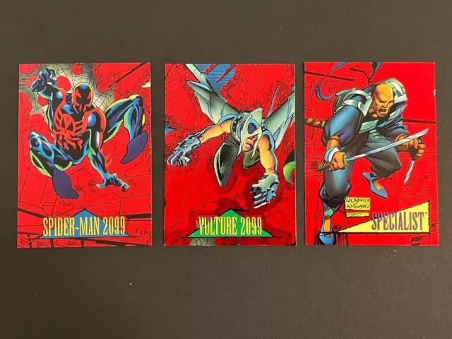 1993 Marvel Universe Chase Card Set of 3 Red Foil Cards! Spider-Man 2099!