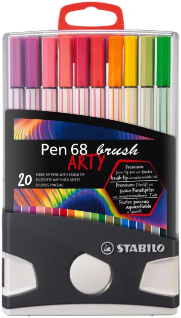 Premium Fibre-Tip Pen - STABILO Pen 68 brush - ARTY - ColorParade - Pack of 20