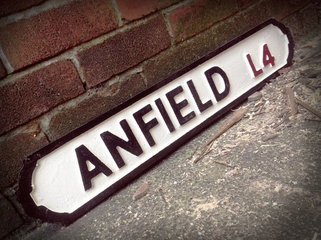 Liverpool Officiel Plaque De Rue Anfield Road L4 En Métal - Décoration Pour Fans Des Reds