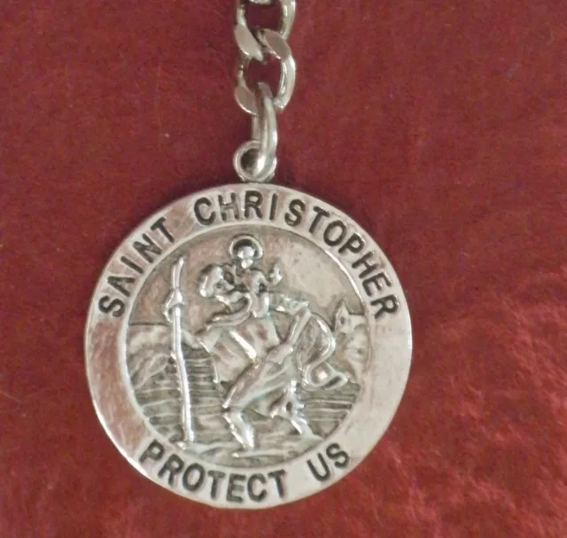 St Christopher Keyring keychain patron Saint of travel Protect Us Medal Charm 2