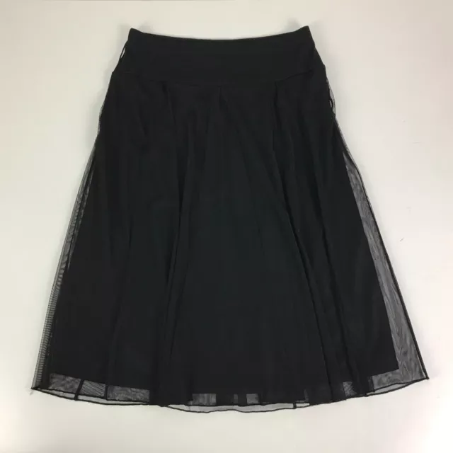 Suzanne Grae Skirt Black Size 10 A Line Stretch Mesh Lined Midi Elastic Waist