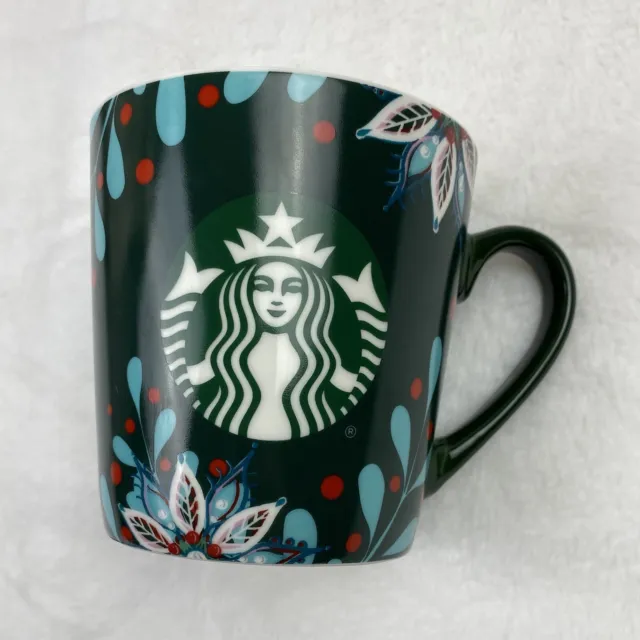 Starbucks 2020 Christmas Holiday Mug 18 oz Green White Poinsettia Nestle Moru