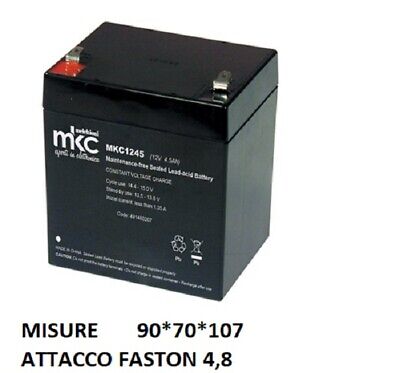AGM BATTERIA AL PIOMBO PER GRUPPI CONTINUITA' 12V 4,5AH MKC CP1245E 