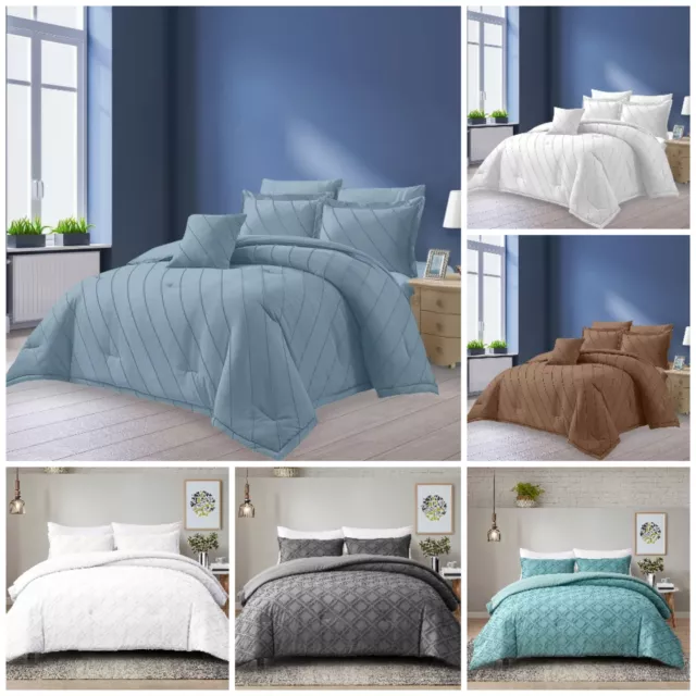 Shatex Diagonal and Grid Stripe Comforter Set Ultra-soft Heavy 2/3 Piece Bedding