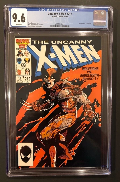 X-Men #212,  CGC 9.6, White Pages, Wolverine Vs Sabretooth, 1980