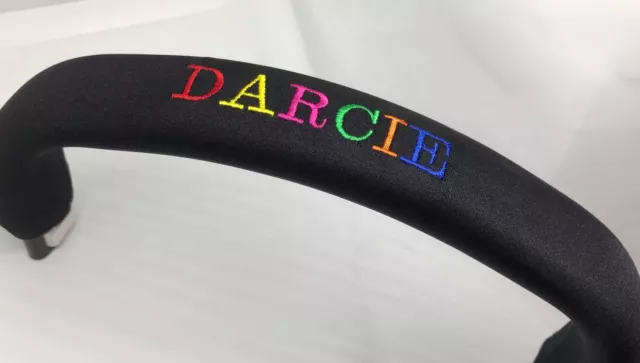 Personalised bumper bar cover rainbow name to fit Bugaboo iCandy MyBabiie