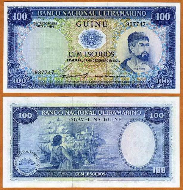 Portuguese Guinea, 100 Escudos, 1971, P-45, CV = 90 UNC