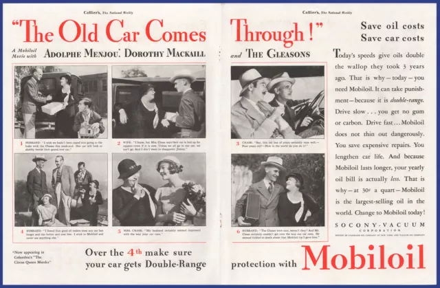 Vintage 1933 MOBILOIL Motor Oil Garage Gas Station Ephemera 1930's Print Ad