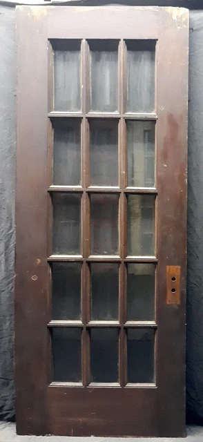 30"x83.5"x1.75" Antique Vintage Wood Exterior French Door Window Beveled Glass 2