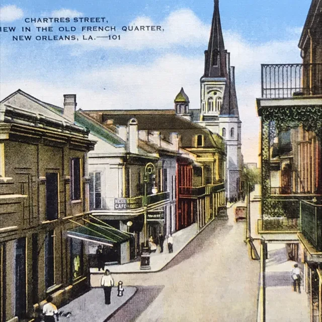 Chartres Street Postcard Linen Vintage New Orleans Louisiana USA French Quarter