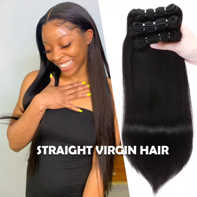 Brazilian Sew In 3 Bundles Virgin Human Hair Weft Extensions 300G Thick Weave UK