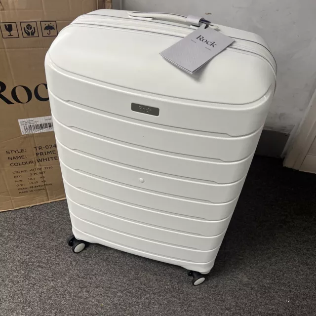 Rock Prime 3 Piece Hardside Luggage Set in White - 5050-1-J