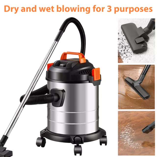 Wet and Dry Vacuum Vac Cleaner Industrial 20ltr 1250w 230v StainlessSteel Draper 3