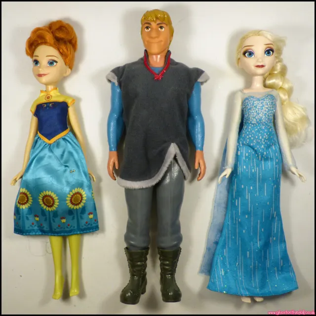 Disney FROZEN Bundle ELSA Anna KRISTOFF x3 Dolls (Mattel 2012 / Hasbro 2015)