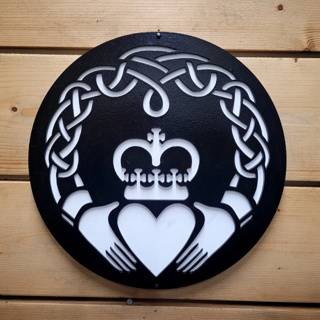 LARGE 3D IRISH Claddagh Sacred Heart Sign Wall Art MDF Hanging Plaque ...