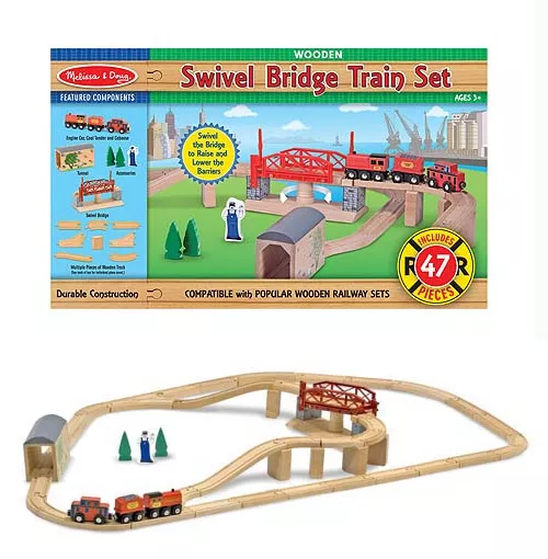 Circuit Petit Train en Bois Avec Pont 10704 Melissa & doug Swivel Bridge Train