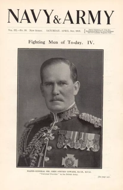 1915 Prima Guerra Mondiale ~ Maggiore Generale Sir John Steven Cowans
