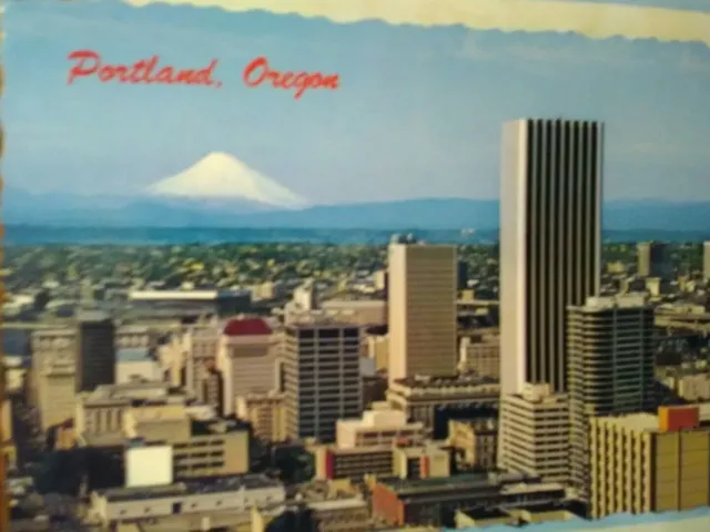 Photo Post Card Aerial View  Over The Heart Of Portland Oregon..