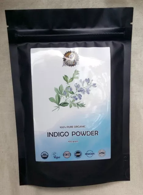 Premium Natural Organic Certified Indigo Powder CHEMICAL FREE Hair Dye 100 grams