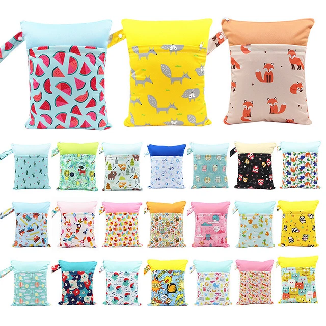 Reusable Durable Baby Diaper Bag Cloth Nappy Bag With Two Zipper Pockets Fashion