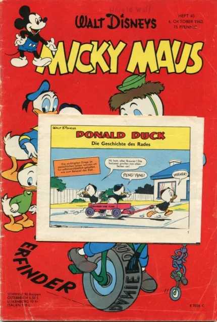 MICKY MAUS Heft Nr. 40  v. 1962  mit Beilage