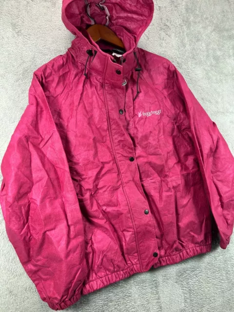 FROGG TOGGS Pro Action Rain Jacket Hooded Removable Womens Large Waterproof Pink 3