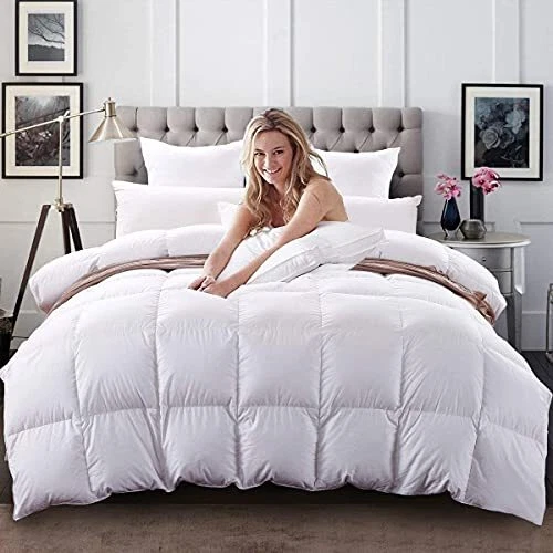 Luxurious Siberian White Goose Down Comforter Size/California Duvet King