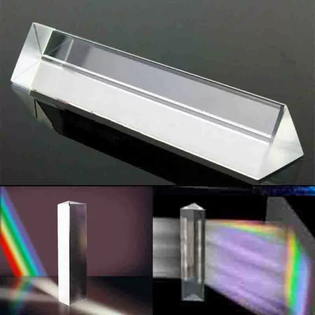 1x Optical Crystal Glass Triangular Photography Prism Light Spectrum Physics Aid