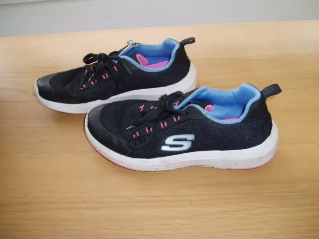 Girls Skechers Size 3 36 Black Air Cooled Memory Foam Kids Childrens Trainers