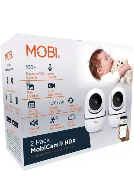 MobiCam HDX Smart HD WiFi Pan and Tilt Camera, Audio #70197 - 2pk NIB, SEALED