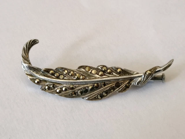 Ancienne Broche Argent Massif & Marcassite Bijoux Vintage 4,9 g