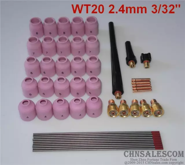 48 pcs TIG Welding Kit Gas Lens for Tig Welding Torch WP-9 WP-20 WP-25 WT 3/32"